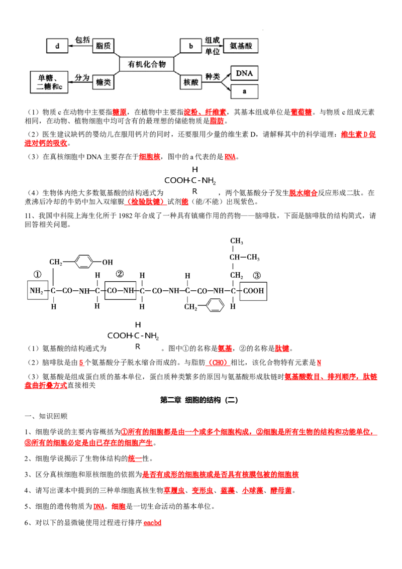必修一知识点总结高一上学期生物人教版必修1_E015高中全科试卷_生物试题_必修1_5.知识汇总