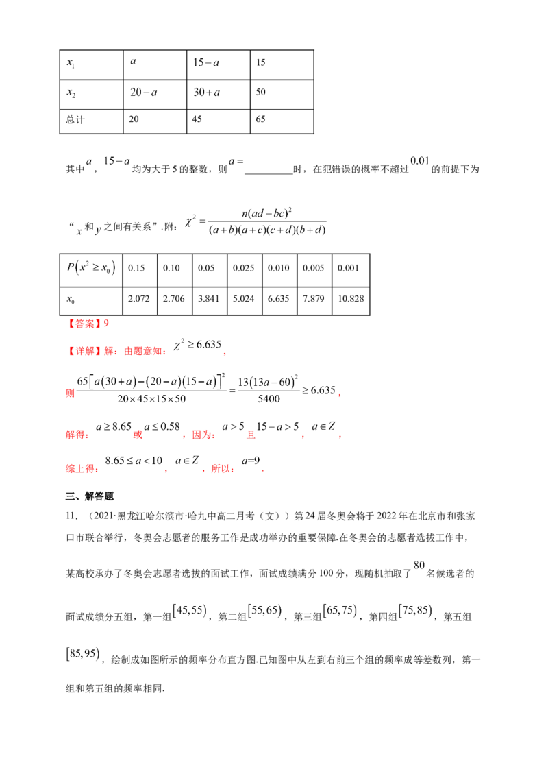 格致课堂8.3分类变量与列联表-A基础练（解析版）_E015高中全科试卷_数学试题_选修3_02.同步练习_同步练习（第四套）_8.3分类变量与列联表-A基础练（解析版）