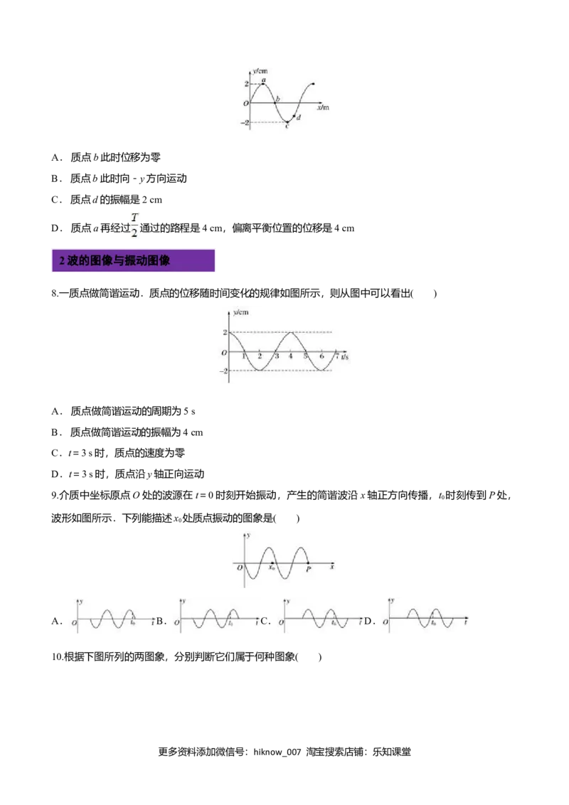 3.2波的描述-2022-2023学年高二物理课后练（人教版2019）（原卷版）_E015高中全科试卷_物理试题_选修1_2.同步练习_同步练习2023