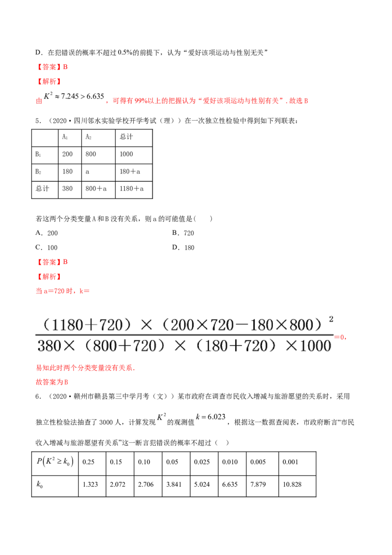 专题38成对数据的统计分析（单元测试卷）解析版_E015高中全科试卷_数学试题_选修3_05.专项训练_专题38成对数据的统计分析（单元测试卷）