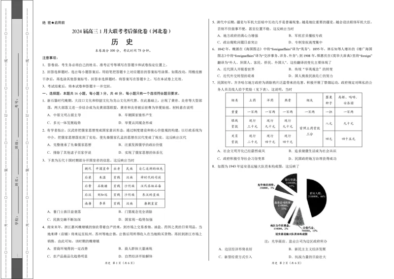 历史-XK网2024届高三1月大联考考后强化卷(1)_2024年3月_013月合集_2024届XK网高三1月大联考考后强化卷