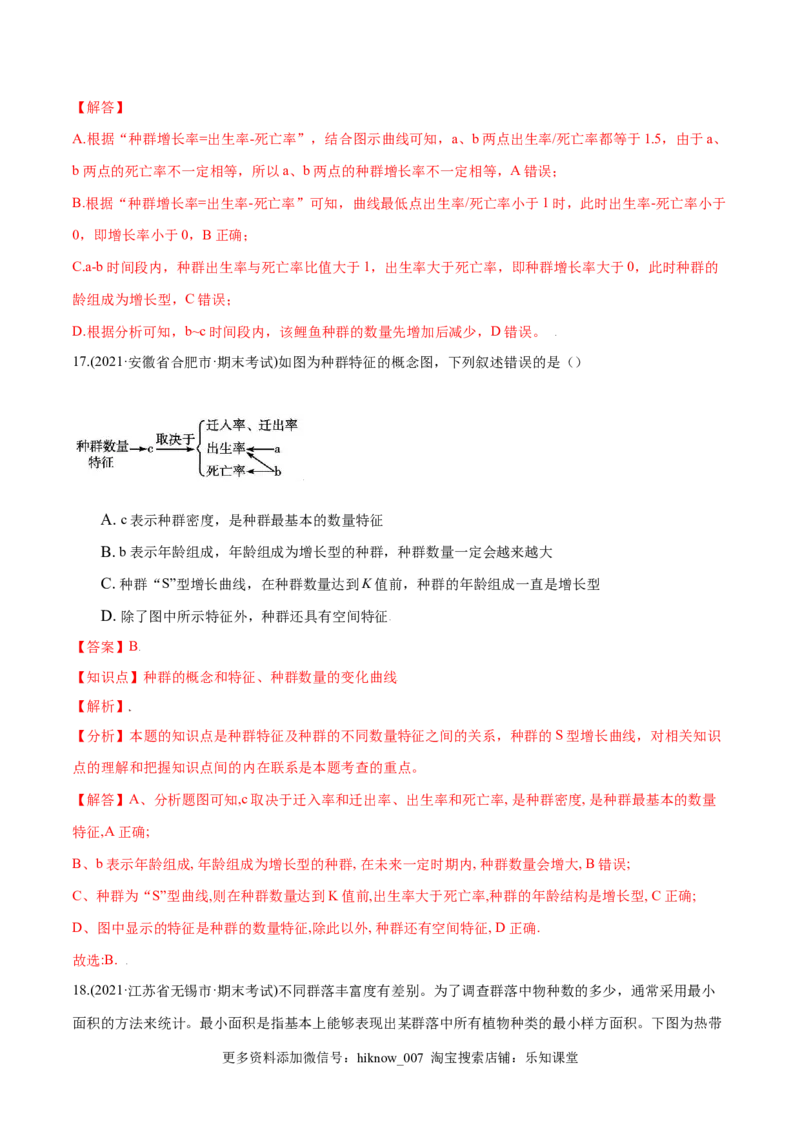 第01章种群及其动态（B卷&middot;提升能力）高二生物同步单元AB卷（人教版2019选择性必修2）（解析版）_E015高中全科试卷_生物试题_选修2_1.单元测试_1、单元测试