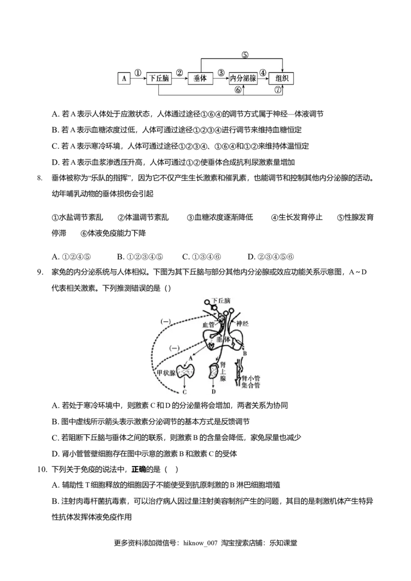 期末测试卷A-2021-2022学年高二生物上学期期末测试必杀卷（人教版2019选择性必修1和2）（原卷版）_E015高中全科试卷_生物试题_选修2_4.期末试卷
