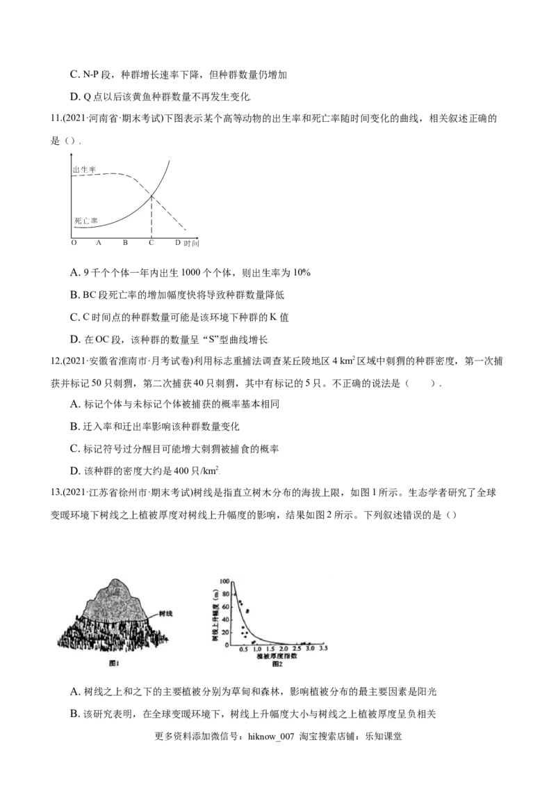 第01章种群及其动态（B卷&middot;提升能力）高二生物同步单元AB卷（人教版2019选择性必修2）（原卷版）_E015高中全科试卷_生物试题_选修2_1.单元测试_1、单元测试