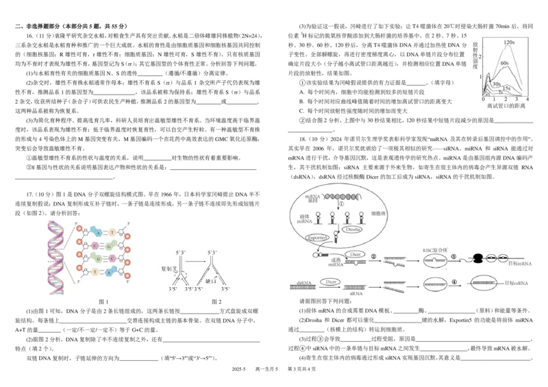 四川省成都市树德中学2024-2025学年高一下学期5月月考试题生物PDF版含答案（可编辑）_2024-2025高一（7-7月题库）_2025年05月试卷