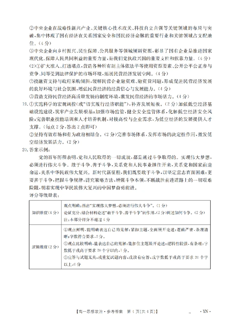 云南省2028届高一上学期12月联考（26-002A）政治答案_2024-2025高一（7-7月题库）_2026年1月高一_260107金太阳&middot;云南省2028届高一上学期12月联考（26-002A）（全）