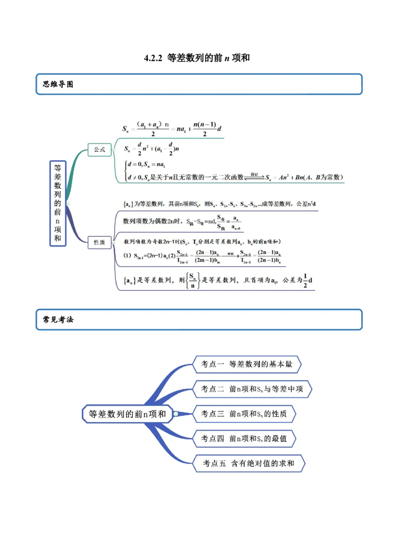 4.2.2等差数列的前n项和（精讲）（解析版）_E015高中全科试卷_数学试题_选修2_01.同步练习_同步练习（第二套）