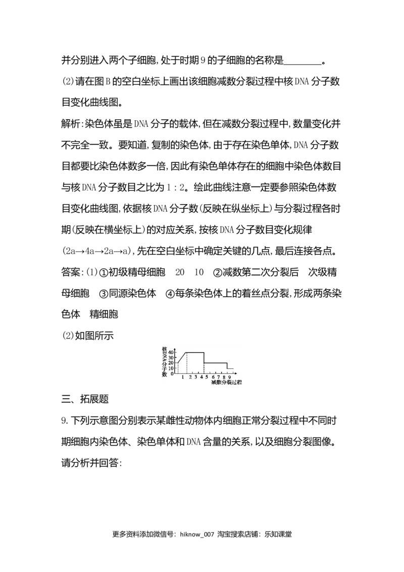 《一减数分裂》课后习题_E015高中全科试卷_生物试题_必修2_1.单元测试_1、单元测试_第2章基因和染色体的关系