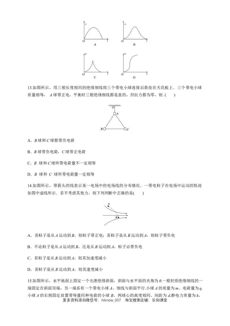 微型专题01电场力的性质（练习题）（原卷版）_E015高中全科试卷_物理试题_必修3_2.同步练习_同步练习（第二套）_微型专题01电场力的性质（练习题）淘宝格致课堂（新人教版）