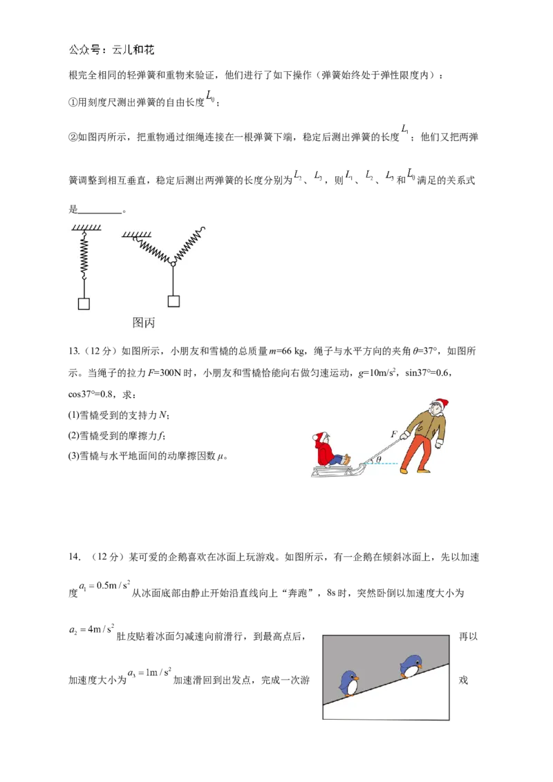 广东省肇庆市广信中学、四会市四会中学等五校2024-2025学年高一上学期第二次段考试物理试题（含答案）_2024-2025高一（7-7月题库）_2024年12月试卷
