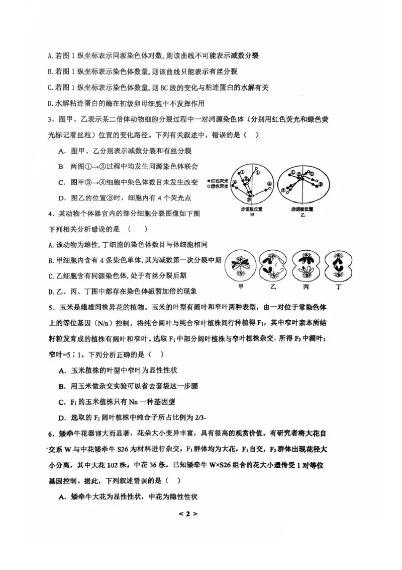 山东省临沂第一中学2024-2025学年高一下学期第3月五次教学检测试题生物PDF版含答案_2024-2025高一（7-7月题库）_2025年03月试卷