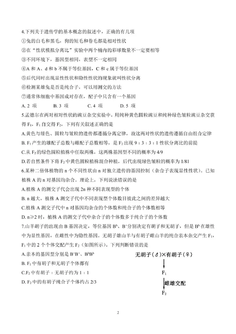 山东师范大学附属中学2024-2025学年高一下学期3月阶段性检测试题生物PDF版含答案_2024-2025高一（7-7月题库）_2025年03月试卷