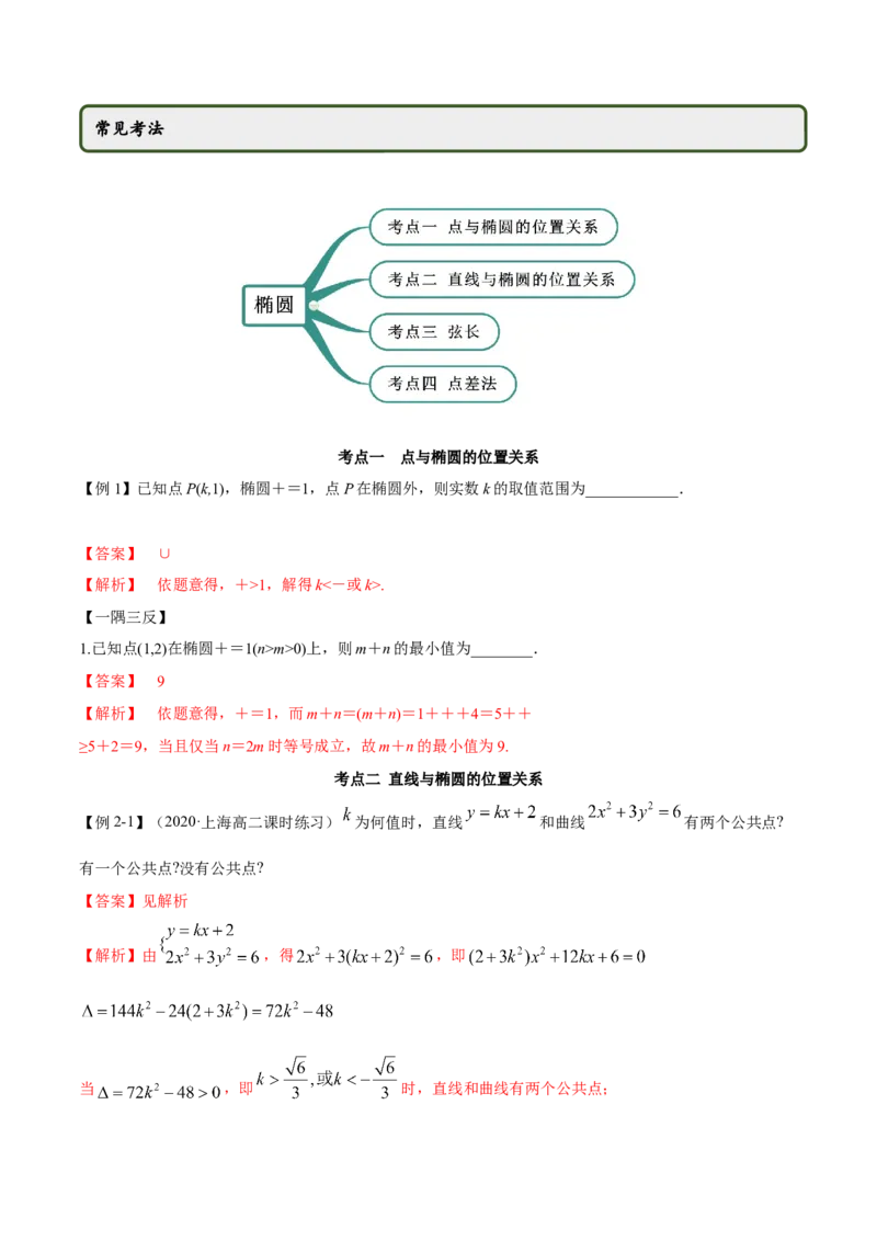 3.1.2椭圆（第二课时）（精讲）（解析版）_E015高中全科试卷_数学试题_选修1_02.同步练习_3.同步练习_3.1.2椭圆（第二课时）（精讲）