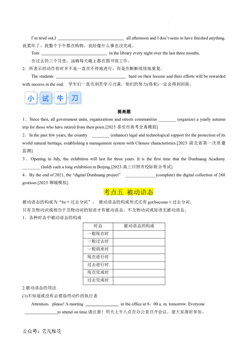专题01动词时态、语态和主谓一致（原卷版）_2024-2025高一（7-7月题库）_2024年7月试卷_07082024年初升高英语无忧衔接（通用版）暑假自学课2024年新高一英语暑假提升精品讲义