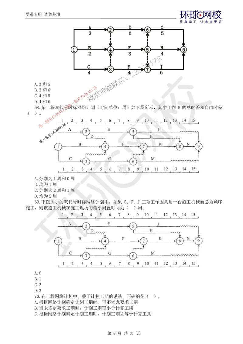 2025环球网校监理工程师《建设工程目标控制》（土建）临考点睛卷_监理工程师_2025监理工程师_2025年监理工程师SVIP_2025年监理土建控制SVIP_05-考前密训✿央企特训✿机构普押