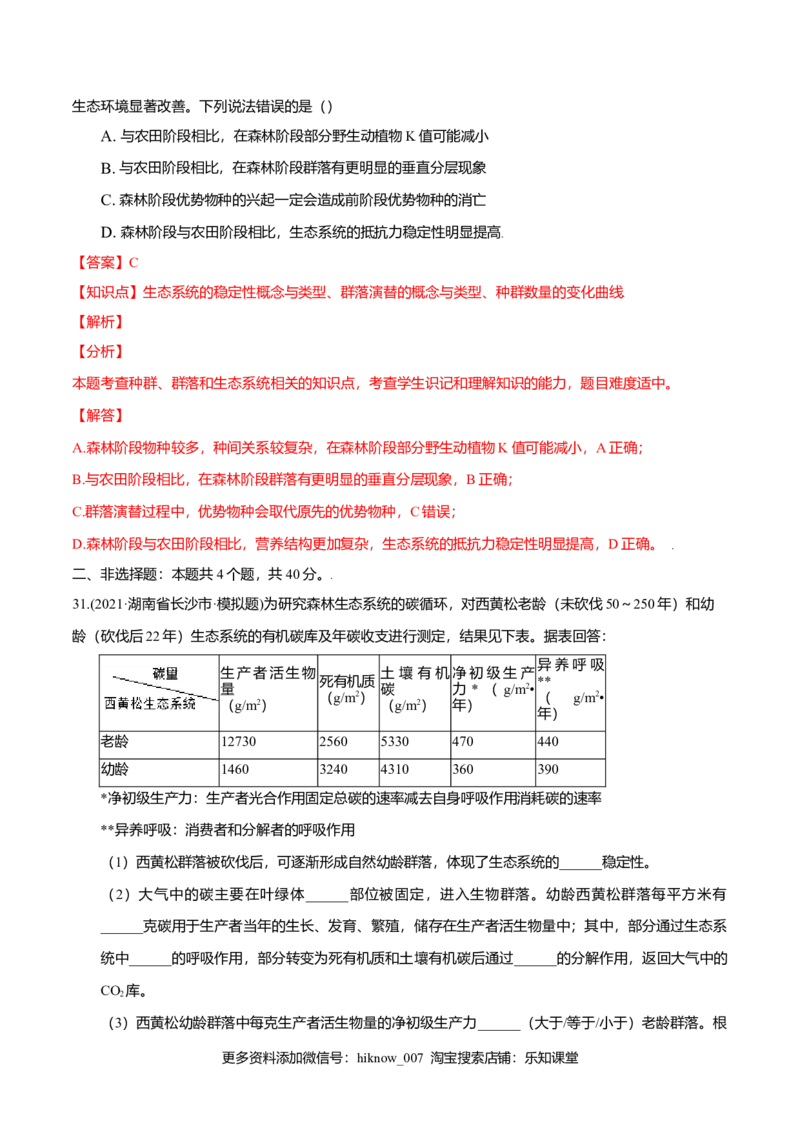 第03章生态系统及其稳定性（B卷&middot;提升能力）高二生物同步单元AB卷（人教版2019选择性必修2）（解析版）_E015高中全科试卷_生物试题_选修2_1.单元测试_1、单元测试