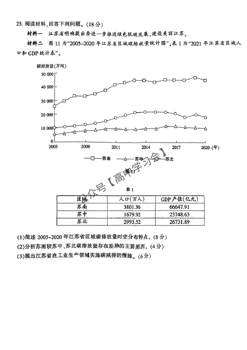 南通三模地理试卷_2024年5月_01按日期_10号_2024届苏北七市高三第三次调研（南通三模）_2024届苏北七市高三第三次调研（南通三模）地理