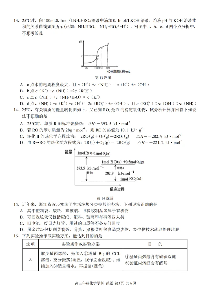 化学卷-2303试题金丽衢十二校&ldquo;七彩阳光&rdquo;_2024年2月_01每日更新_15号_2023届浙江省金丽衢十二校、七彩阳光等校高三下学期3月联考全科