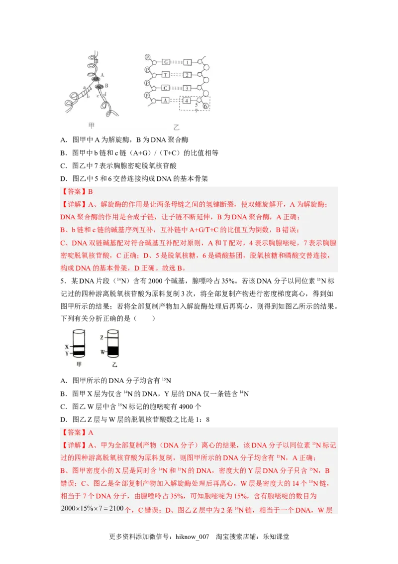3.3DNA的复制（解析版）_E015高中全科试卷_生物试题_必修2_2.同步练习_2、课后培优练2023_3.3+DNA的复制-2022-2023学年高一生物课后培优分级练（人教版2019必修2）