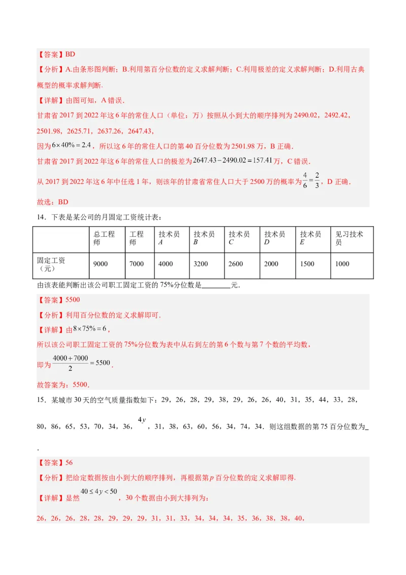 专题13统计（5大易错点分析+解题模板+举一反三+易错题通关）-备战2024年高考数学考试易错题（新高考专用）（解析版）_2024年3月_02按日期_16号