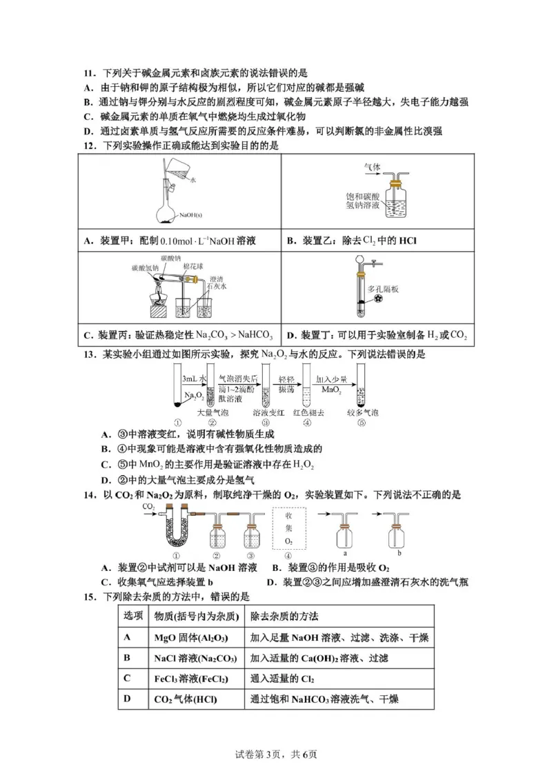 化学-广东省深圳市盐田高级中学2024-2025学年高一上学期1月期末_2024-2025高一（7-7月题库）_2025年01月试卷_0109广东省深圳市盐田高级中学2024-2025学年高一上学期1月期末
