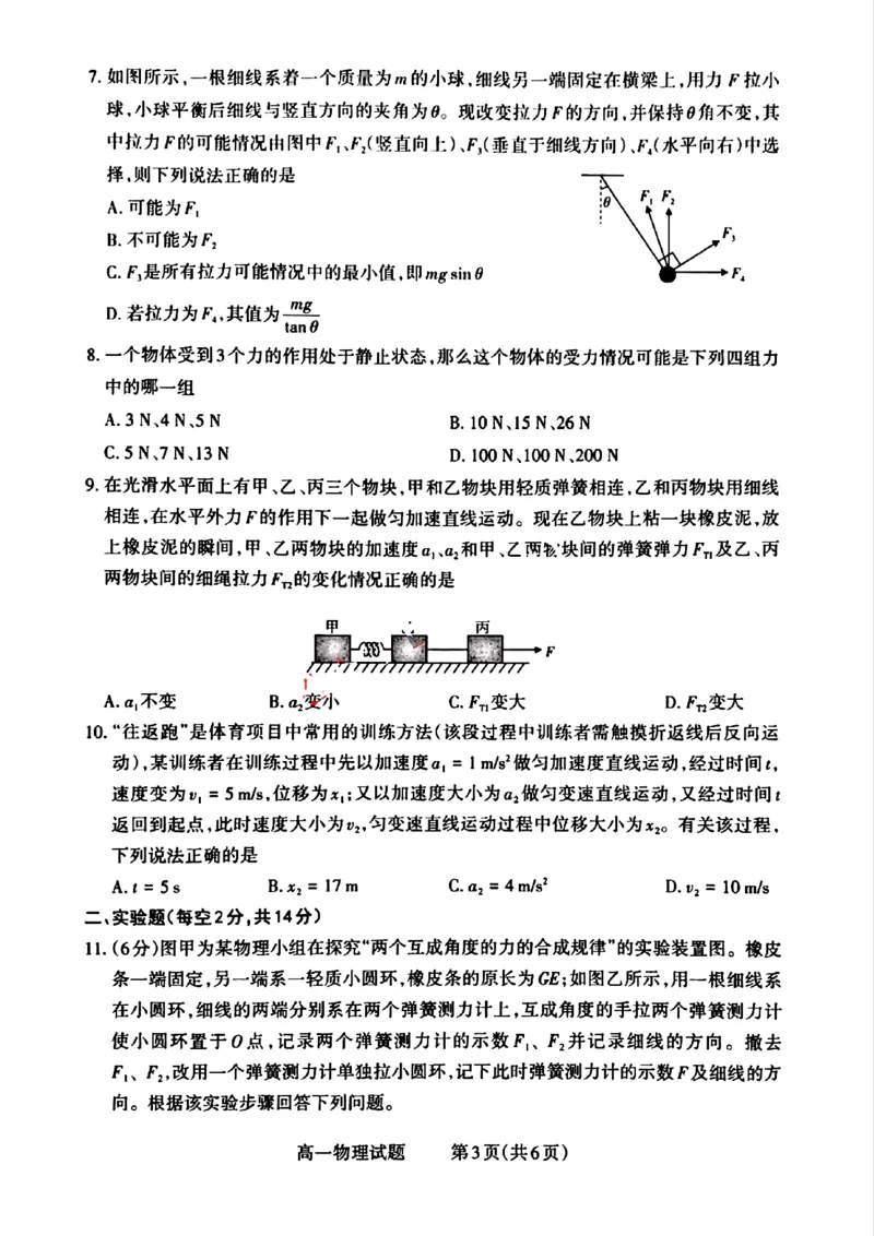 山西省晋城市2024-2025学年高一上学期12月选科调研考试物理试题含答案_2024-2025高一（7-7月题库）_2024年12月试卷_1216山西省晋城市三重教育2024-2025学年高一上学期12月选科调研考试