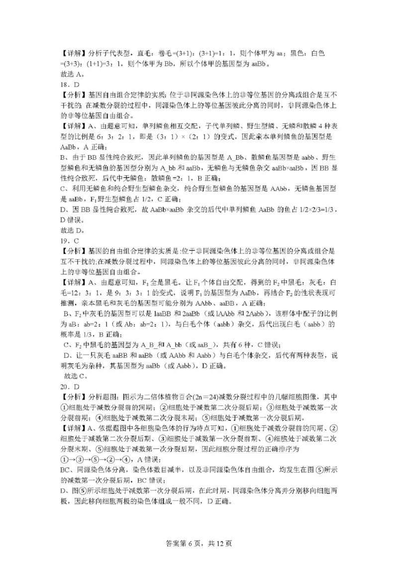 云南省丽江市古城区第一中学2024-2025学年高一下学期月考(一)生物试题（PDF版，含答案）_2024-2025高一（7-7月题库）_2025年04月试卷