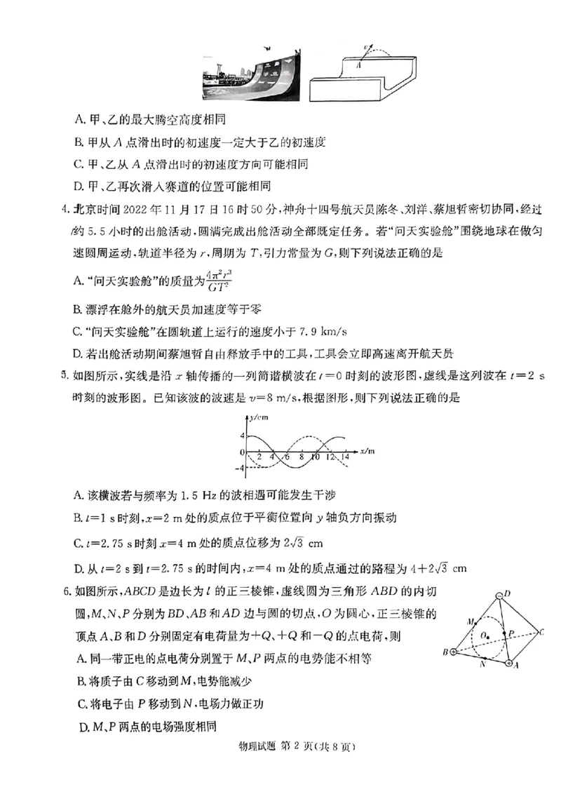 佩佩教育2024年普通高中学业水平选择性考试湖南3月高三联考卷物理(1)_2024年3月_013月合集_2024届湖南&bull;省佩佩教育高三3月联考卷