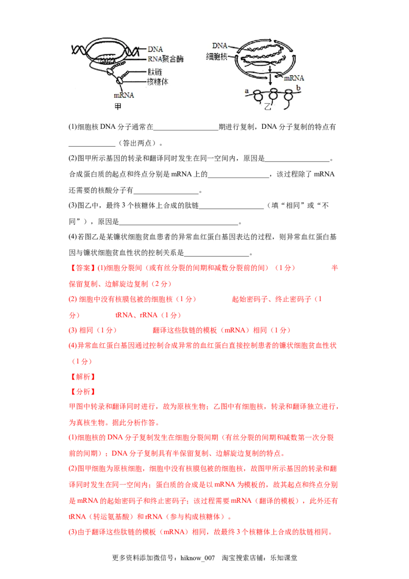 期末冲刺卷1-冲刺期末高一生物下学期期末拔高冲刺卷（2019人教版）（解析版）_E015高中全科试卷_生物试题_必修2_4.期末试卷