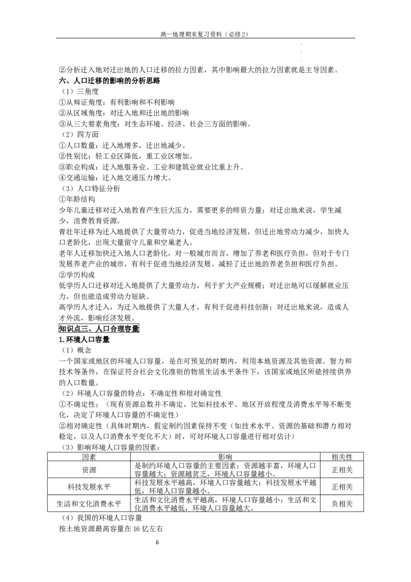 必修二知识点清单高一地理人教版（2019）必修第二册_E015高中全科试卷_地理试题_必修2_6.知识汇总