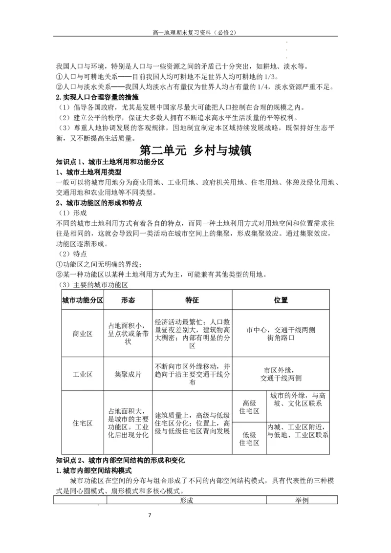 必修二知识点清单高一地理人教版（2019）必修第二册_E015高中全科试卷_地理试题_必修2_6.知识汇总