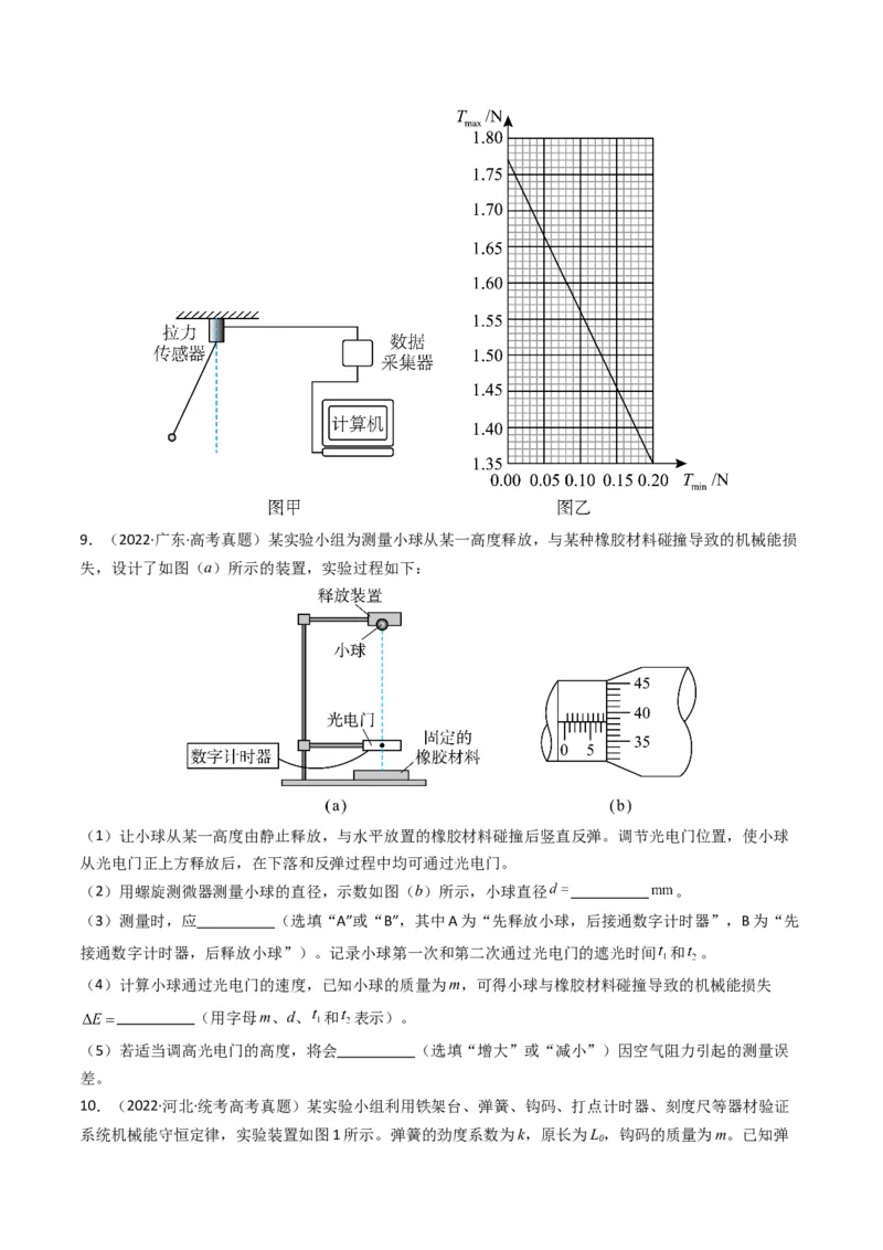 专题19力学实验学易金卷：三年（2021-2023）高考物理真题分项汇编（全国通用）（原卷版）_2024年4月_其他_240413学易金卷：三年（2021-2023）高考物理真题分项汇编（全国通用）