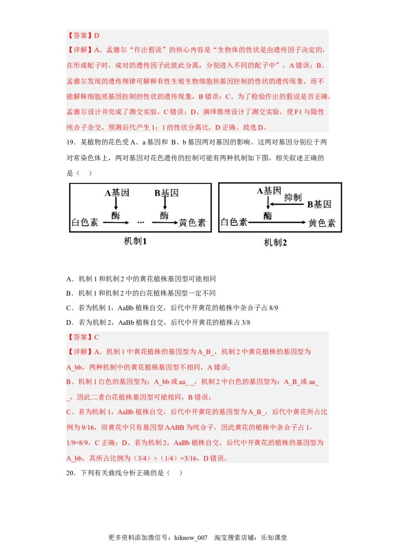 3月份检测卷02（提升练）（解析版）_E015高中全科试卷_生物试题_必修2_2.同步练习_2、课后培优练2023