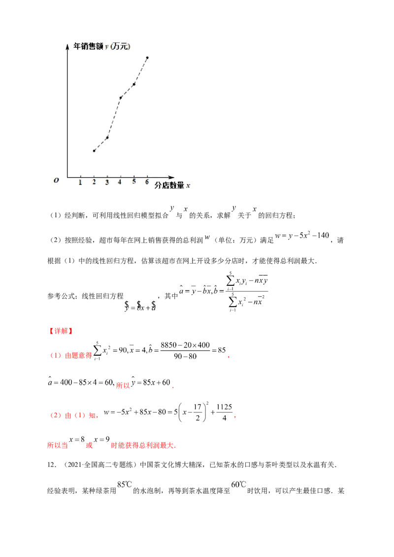 格致课堂8.2一元线性回归模型及其应用---B提高练（解析版）_E015高中全科试卷_数学试题_选修3_02.同步练习_同步练习（第四套）_8.2一元线性回归模型及其应用---B提高练