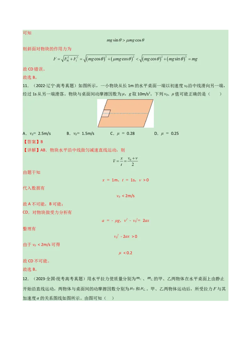 专题03运动与力的关系-学易金卷：三年（2021-2023）高考物理真题分项汇编（全国通用）（解析版）_2024年4月_其他_240413学易金卷：三年（2021-2023）高考物理真题分项汇编（全国通用）