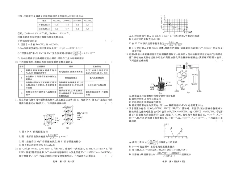 化学_2024年4月_01按日期_6号_2024届辽宁省高三下学期高考扣题卷（一）_2024届辽宁省高三下学期高考扣题卷（一）化学试题