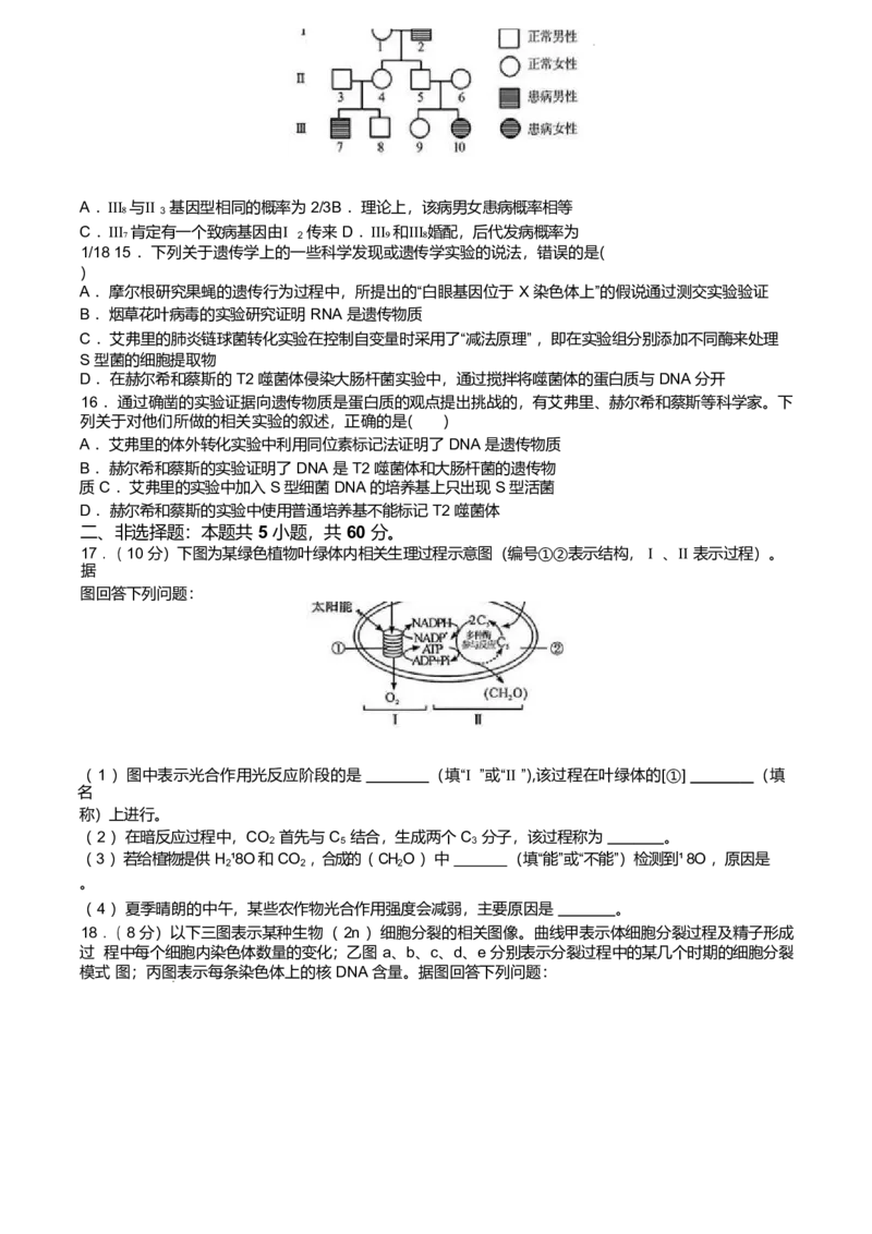 广东省惠州市五校2024-2025学年高一下学期第二次联考生物试卷（有答案）_2024-2025高一（7-7月题库）_2025年6月7.10新增_0603广东省惠州市五校2024-2025学年高一下学期第二次联考