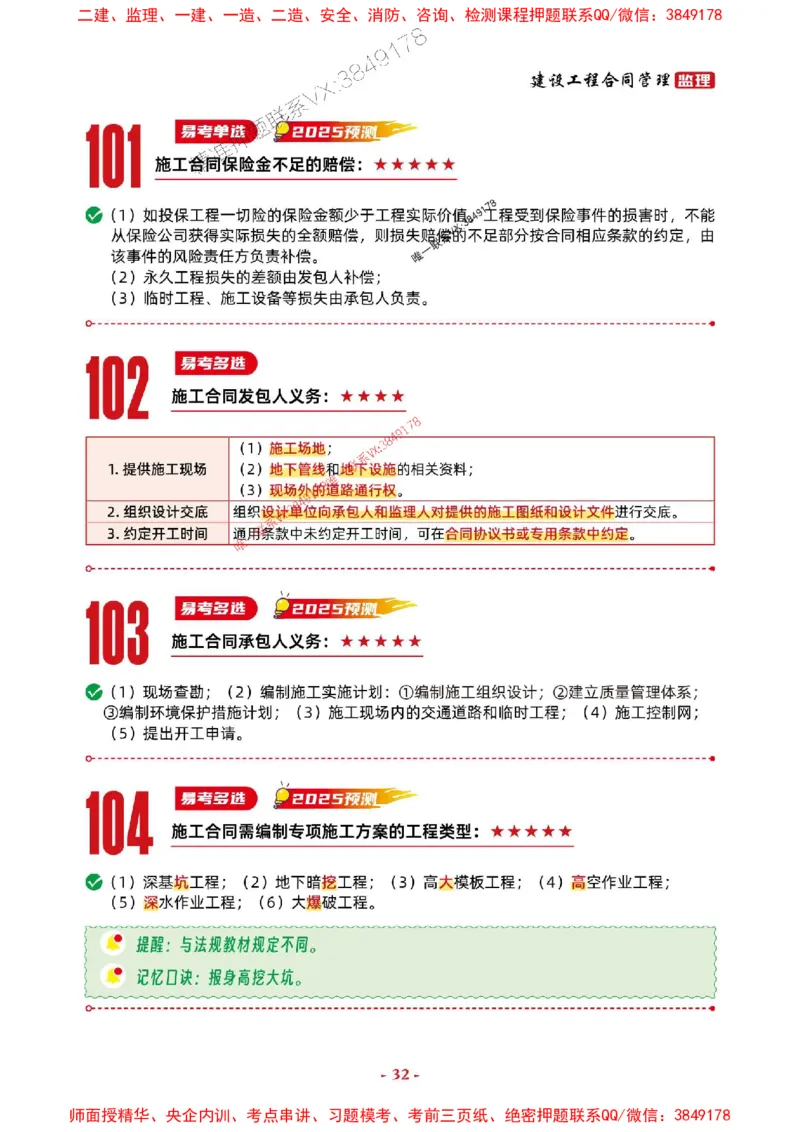 2025年监理管理-考前抢救1h（200句）_监理工程师_2025监理工程师_2025年监理工程师SVIP_2025年监理合同管理SVIP_05-考前密训✿央企特训✿机构普押