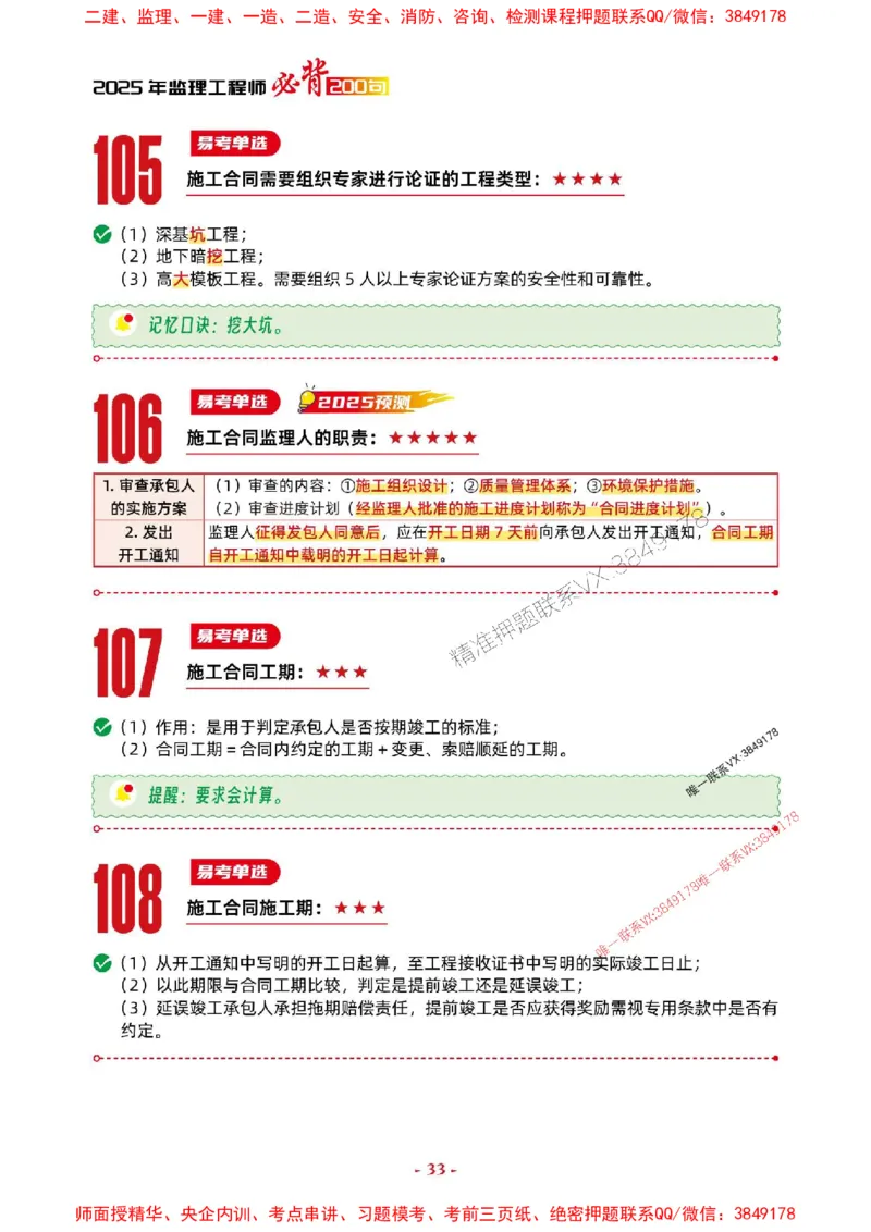 2025年监理管理-考前抢救1h（200句）_监理工程师_2025监理工程师_2025年监理工程师SVIP_2025年监理合同管理SVIP_05-考前密训✿央企特训✿机构普押
