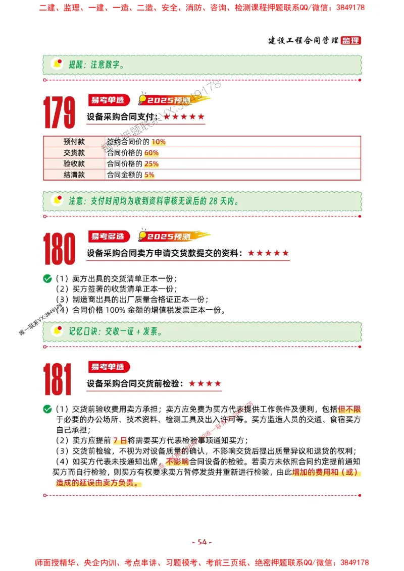2025年监理管理-考前抢救1h（200句）_监理工程师_2025监理工程师_2025年监理工程师SVIP_2025年监理合同管理SVIP_05-考前密训✿央企特训✿机构普押