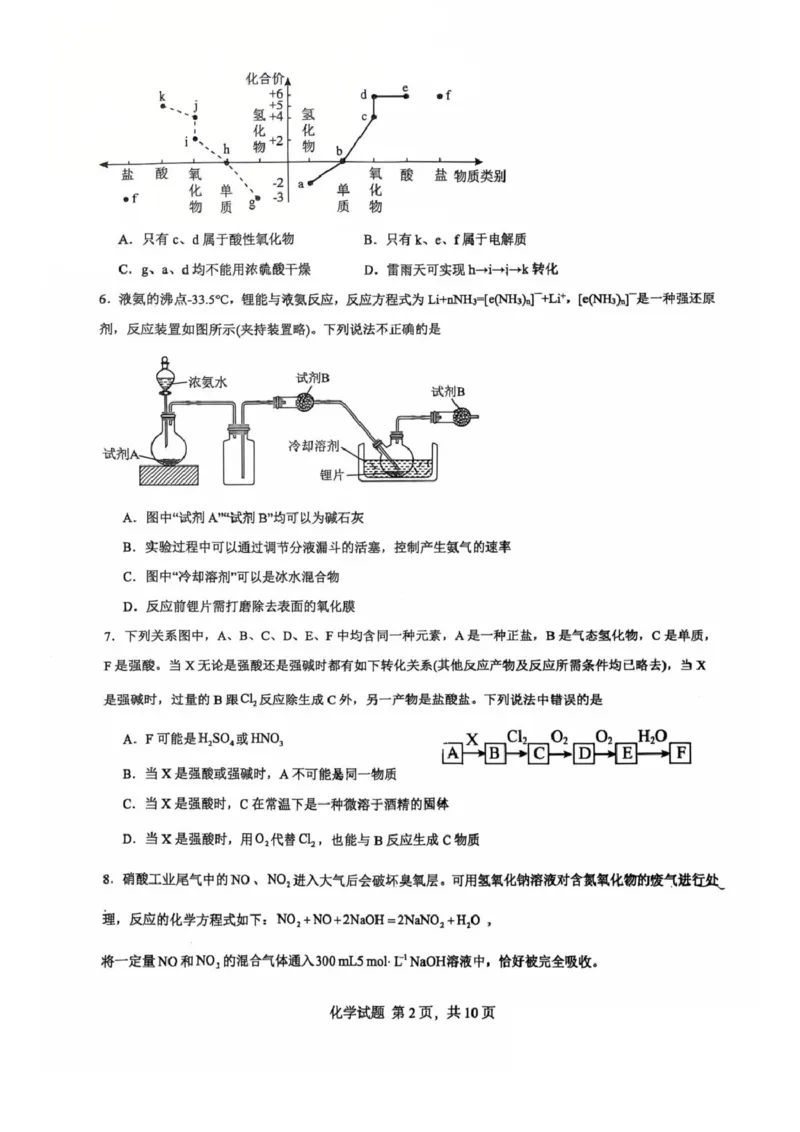 山东省临沂第一中学2024-2025学年高一下学期第3月五次教学检测试题化学PDF版含答案_2024-2025高一（7-7月题库）_2025年03月试卷