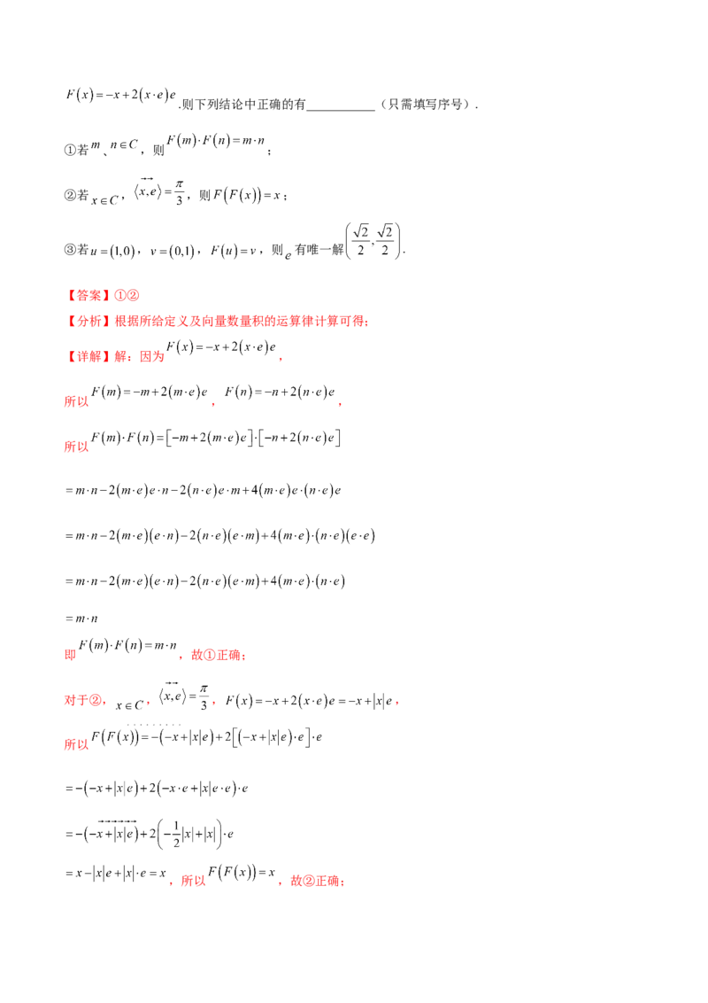 专题06向量专题（新定义）（解析版）(1)_2024年4月_01按日期_6号_2024届新结构高考数学合集_新高考数学创新题型微专题（数学文化、新定义）