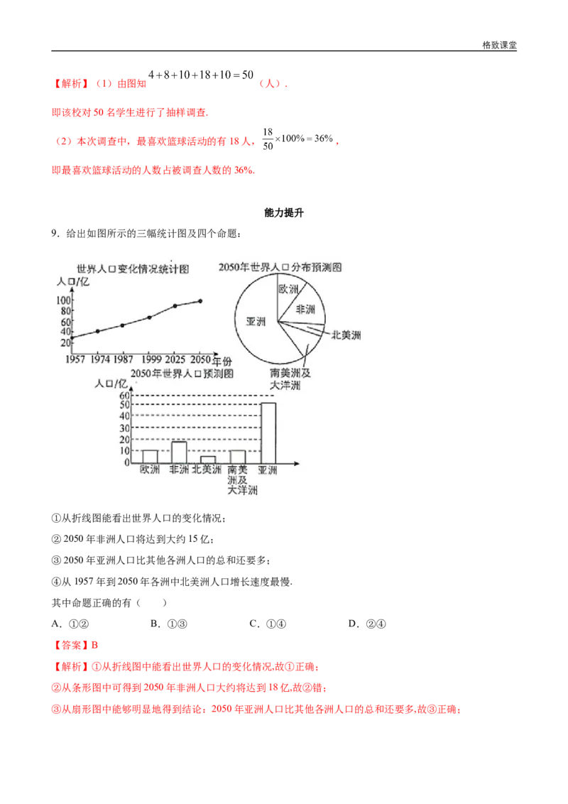 新教材精创9.2.1总体取值规律的估计（第2课时）统计图同步练习（2）（解析版）_E015高中全科试卷_数学试题_必修2_02.同步练习_同步练习（第四套）