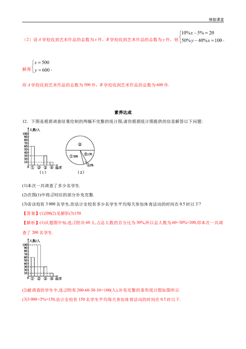 新教材精创9.2.1总体取值规律的估计（第2课时）统计图同步练习（2）（解析版）_E015高中全科试卷_数学试题_必修2_02.同步练习_同步练习（第四套）