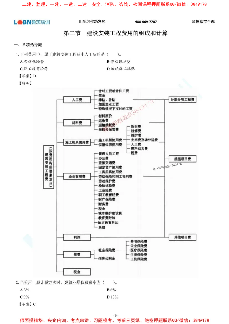 2025年监理《投资控制（土木建筑工程）》章节千题-答案版_监理工程师_2025监理工程师_2025年监理工程师SVIP_2025年监理土建控制SVIP_01-精华文档✿电子教材✿历年真题