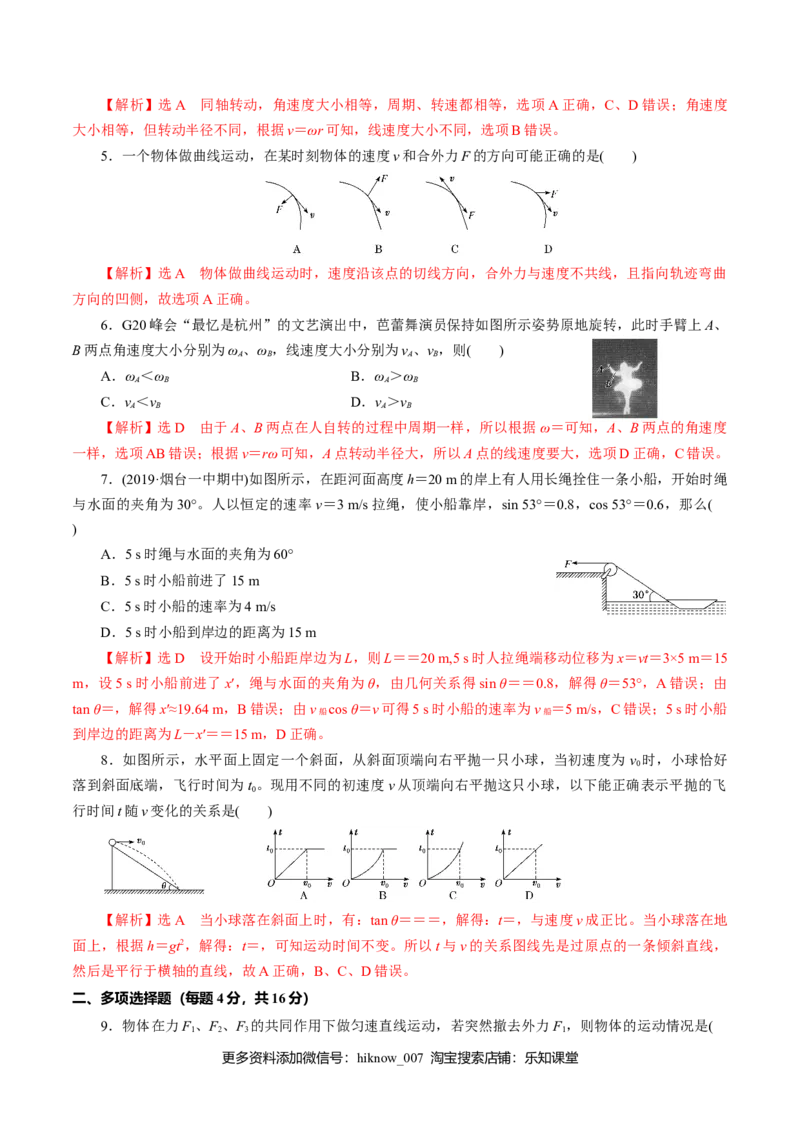 期中测试01综合检测-高一物理下学期期中专项复习（解析版）（新教材人教版）_E015高中全科试卷_物理试题_必修2_5.专项复习