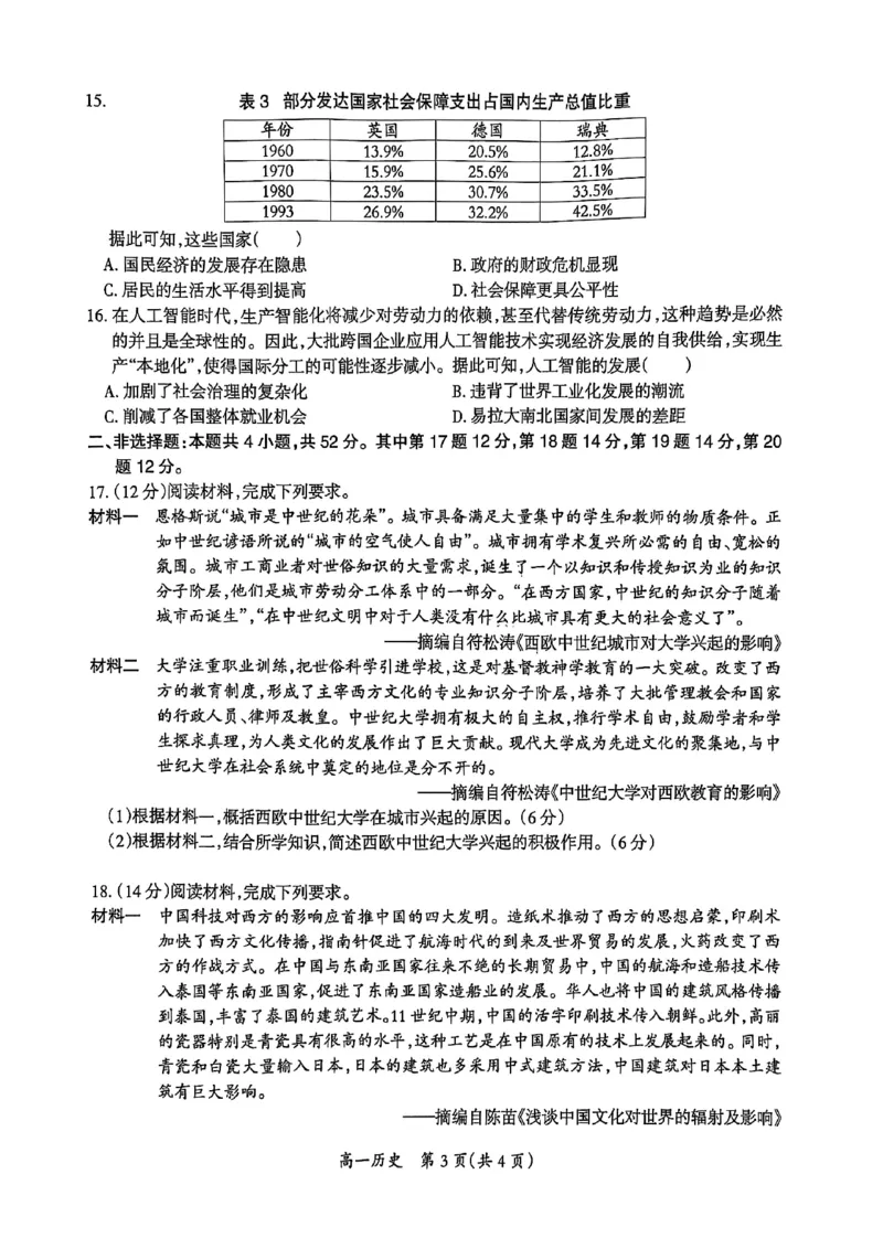 吉安市高一下学期期末教学质量检测历史_2024-2025高一（7-7月题库）_2025年7月_250704江西省吉安市2024-2025学年高一下学期期末教学质量检测