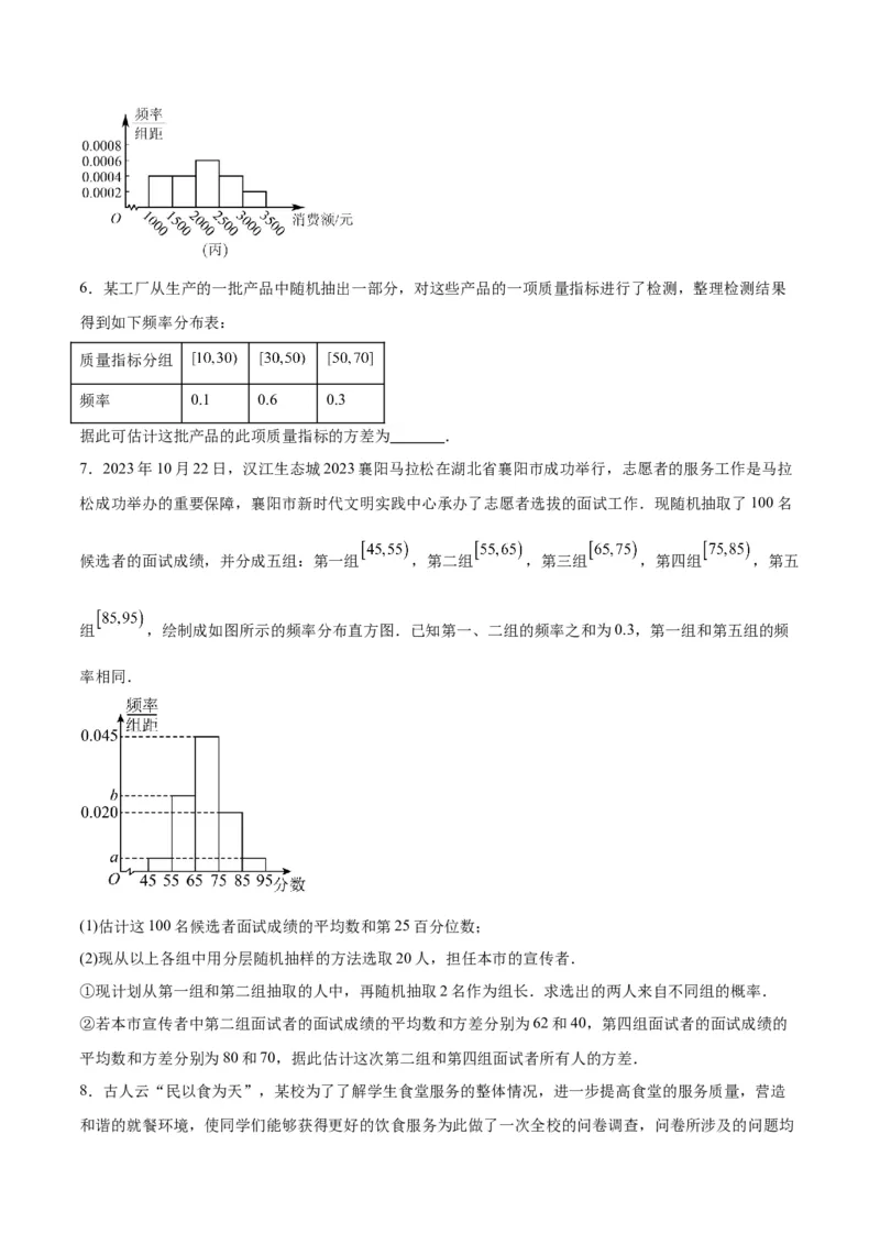 专题13统计（5大易错点分析+解题模板+举一反三+易错题通关）-备战2024年高考数学考试易错题（新高考专用）（原卷版）_2024年3月_02按日期_16号