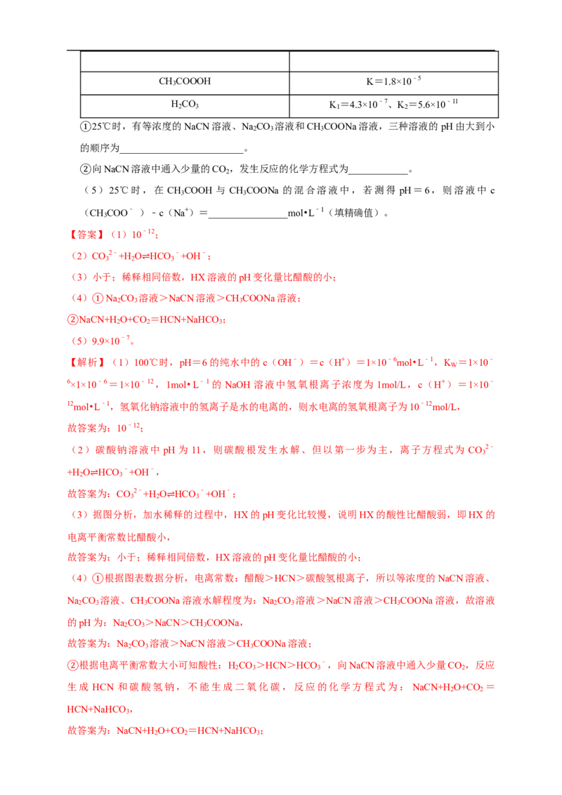 3.2.1水的电离溶液的酸碱性与pH练习（解析版）_E015高中全科试卷_化学试题_选修1_3.新版人教版高中化学试卷选择性必修1_1.同步练习_2.同步练习（第二套）