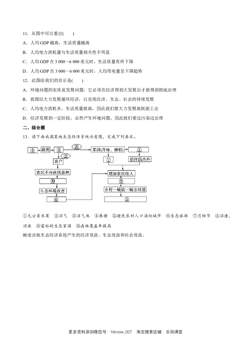 新教材精创5.2走向人地协调&mdash;&mdash;可持续发展同步练习（2）（原卷版）_E015高中全科试卷_地理试题_必修2_2.同步练习_同步练习（第二套）